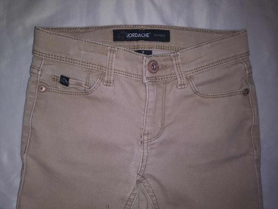 Jeans Jordash Caqui Niñas Talla 7 Cintura Ajustable Con Bolsillos Foto 3 de 4