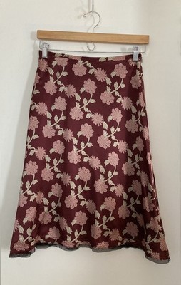 Tocca Burgundy Silk Skirt Size 2 New
