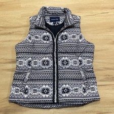LANDS END Women s Fair Isle QUILTED DOWN FILLED PUFFER VEST Size L/T 14-16 EUC