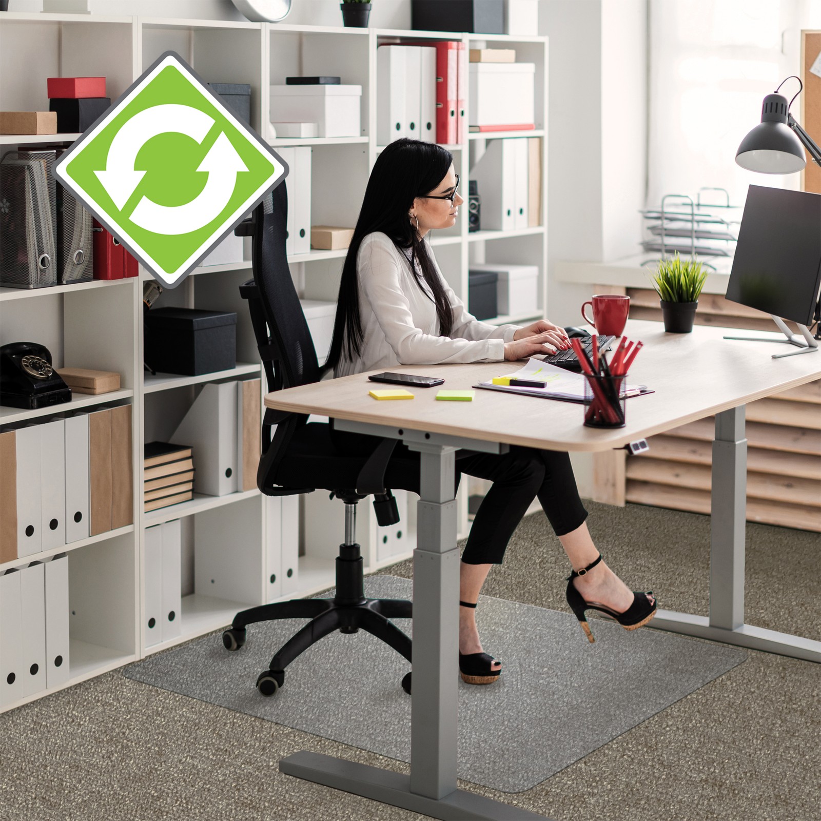 Floortex Cleartex Enhanced Polymer Rectangular Chair Mat - For Carpets - 90 x 120cm - Image 2