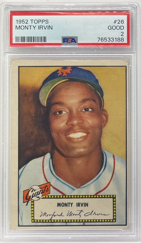 1952 TOPPS #26 MONTY IRVIN PSA 2 GOOD GRADED GIANTS