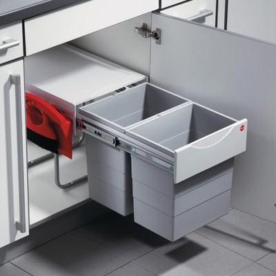 Hafele Double Waste Bin Tandem - Pull-Out Under-Sink Trash & Recycling System (4