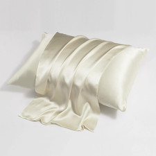 Satin Pillowcases, Ivory, King Size, Pack of 2