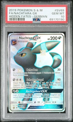 Pokémon Nachtara GX PSA 10 SV69/SV94 Hidden Fates Deutsch Gem Mint