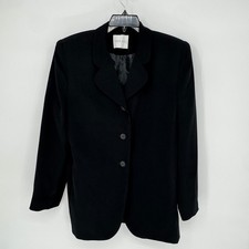 Vintage DONCASTER Black Button Front Blazer Jacket Women Size 10 Office