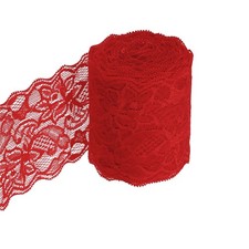 3" Wide 10 Yard Lace Ribbon Floral Pattern Red Lace Trim Ribbon for Sewing DIY