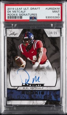 2019 LEAF ULTIMATE DRAFT ROOKIE SIGNATURES #URSDKM DK METCALF PSA 9 AUTO