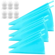 Silicone Pastry Bags, 3 Sizes Reusable Icing Piping Bags Baking Cookie Cake D...