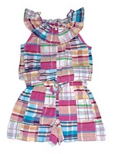 Girls KELLY'S KIDS boutique patchwork romper 4 5 4T beach jumper shorts outfit