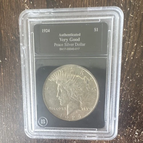1924 Peace Silver Dollar Authenticated Very Good Circulated Philadelphia
