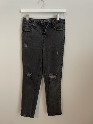 Women s Wild Fable Edgy Charcoal Distressed High Rise Mom Jeans Size 2