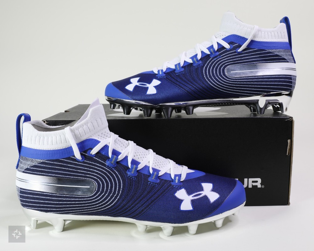 Under Armour Spotlight MC Blue White Football Cleats Size 10-12 (3020675-401)