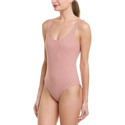 NWOT Onia 'Kelly' Textured Gingham One Piece Swimsuit Bonfire Sz L