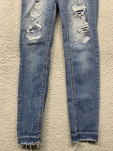 SO Jeggings Girls Sz 8 Distressed 3 Button Closure Skinny Jeans Stretch 5 Pocket - Picture 3 of 12