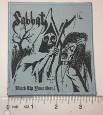 Sabbat Black Up Your Soul Light Blue Border Woven Patch 