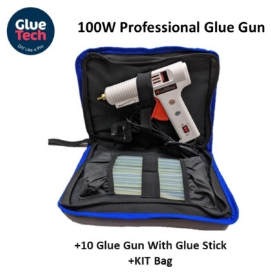 100W Heißklebepistole Profi Kits + TRANSPARENTE Klebesticks