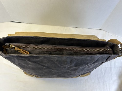 Messenger Bag Men’s Leather Canvas Laptop Briefcase Crossbody Shoulder Logo - Picture 7 of 13