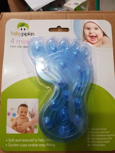 Rutschfeste Baby Badematte Kinder Sicherheit Kinder Dusche Saug Aufkleber 4 blaue Füße - Bild 5 von 10