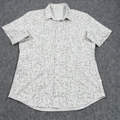 Lululemon Athleta Grid Block White Opal Rhine Grey Airing Easy Shirt Large*