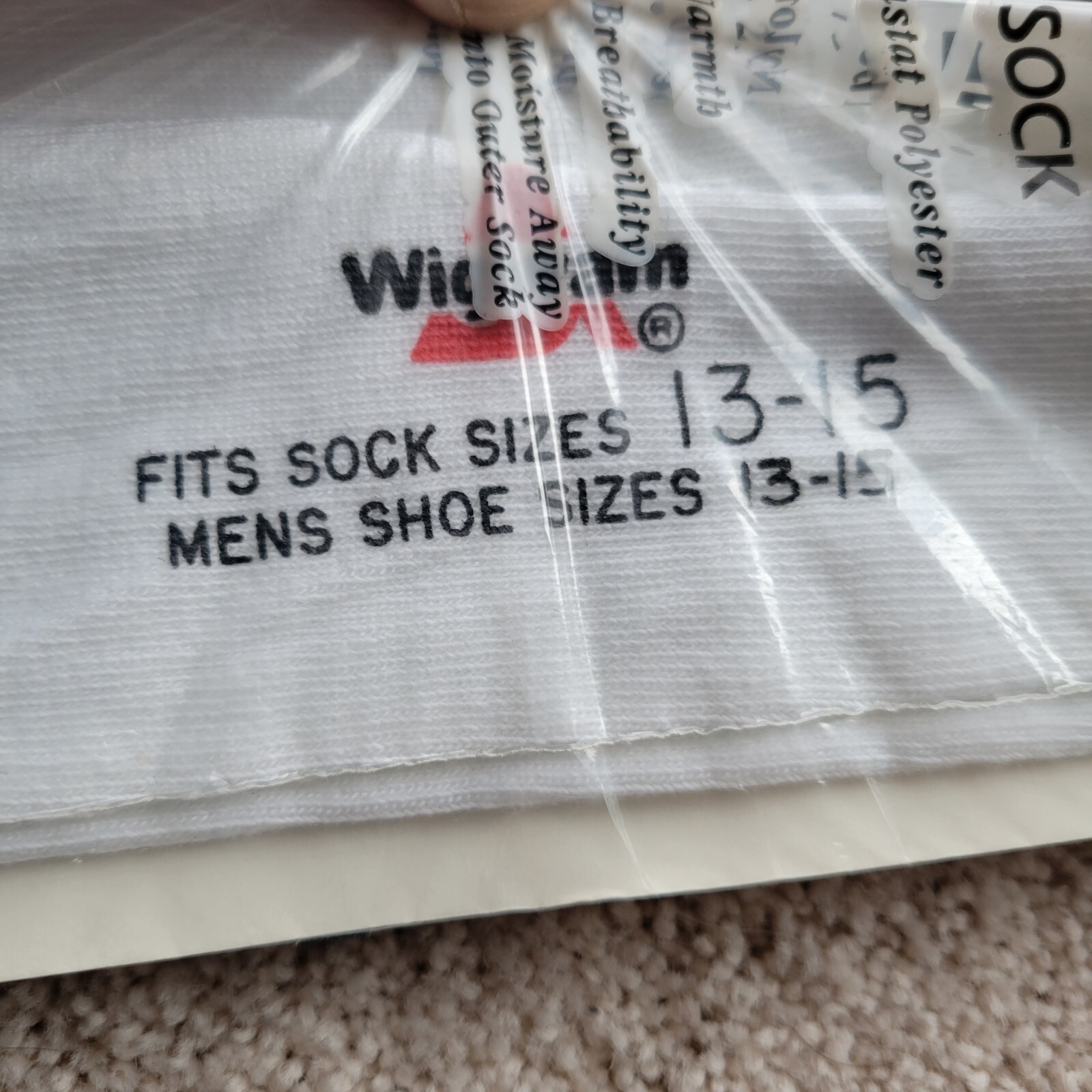 NOS Vintage Wigwam Thermastat Liner Socks White XL XXL Men's Size 1315