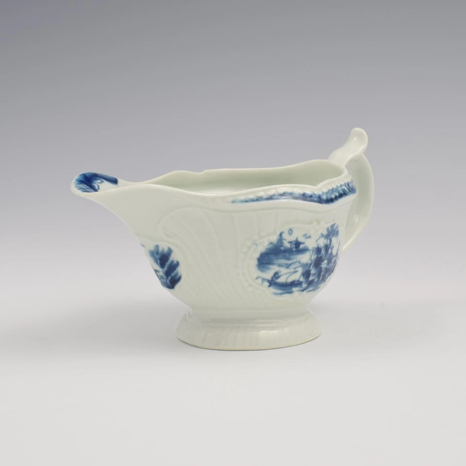 First Period Worcester Porcelain Sauce Boat The Fisherman & Billboard Island - Image 4 of 4