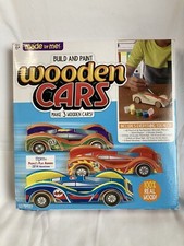 Made By Me Build Paint Wooden 3 Cars, Race Cars, Craft Kit Makes Real Wood