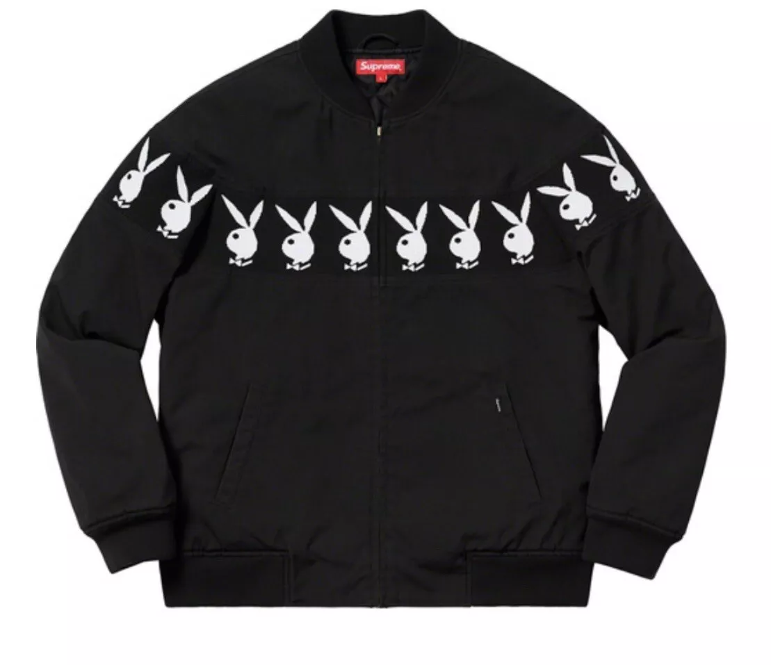 Veste de bombardier à fermeture éclair complète Supreme Playboy Crew SS19 ligne neuve pour homme (taille M)