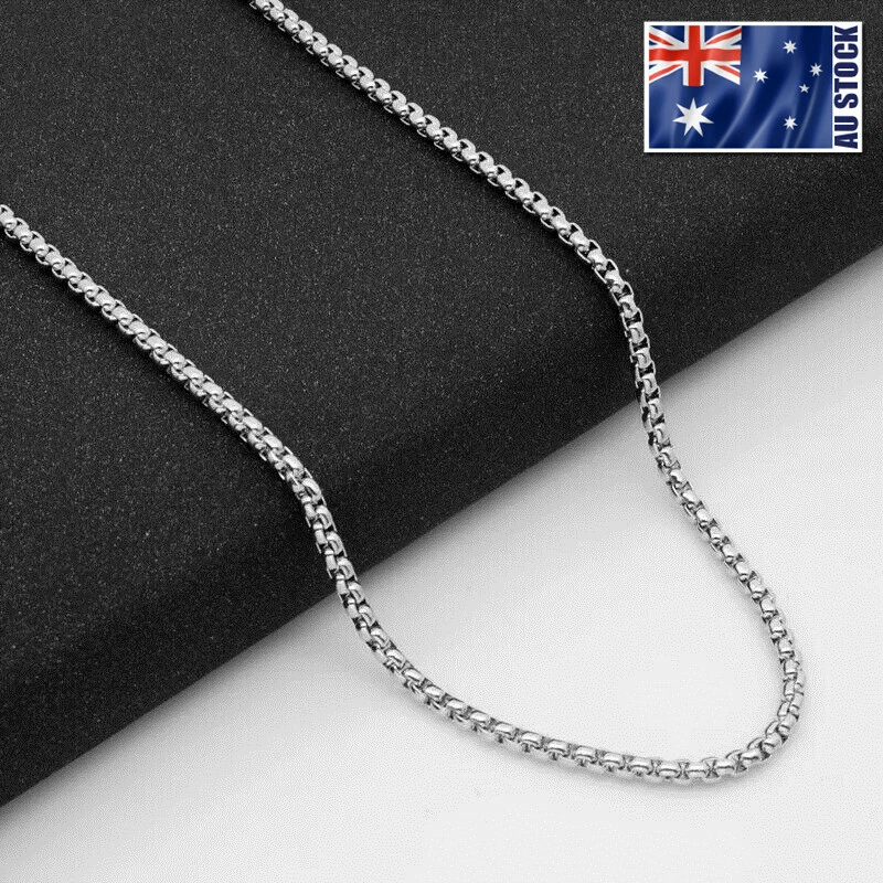 Wholesale Stainless Steel Square Rolo Box Cylinder Chain Necklace Mens & Womens