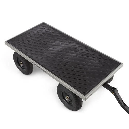 1200 Lb Gray Steel Utility Cart Removable Mesh Side Trailer Hitch Garden Wagon - Image 3 of 4