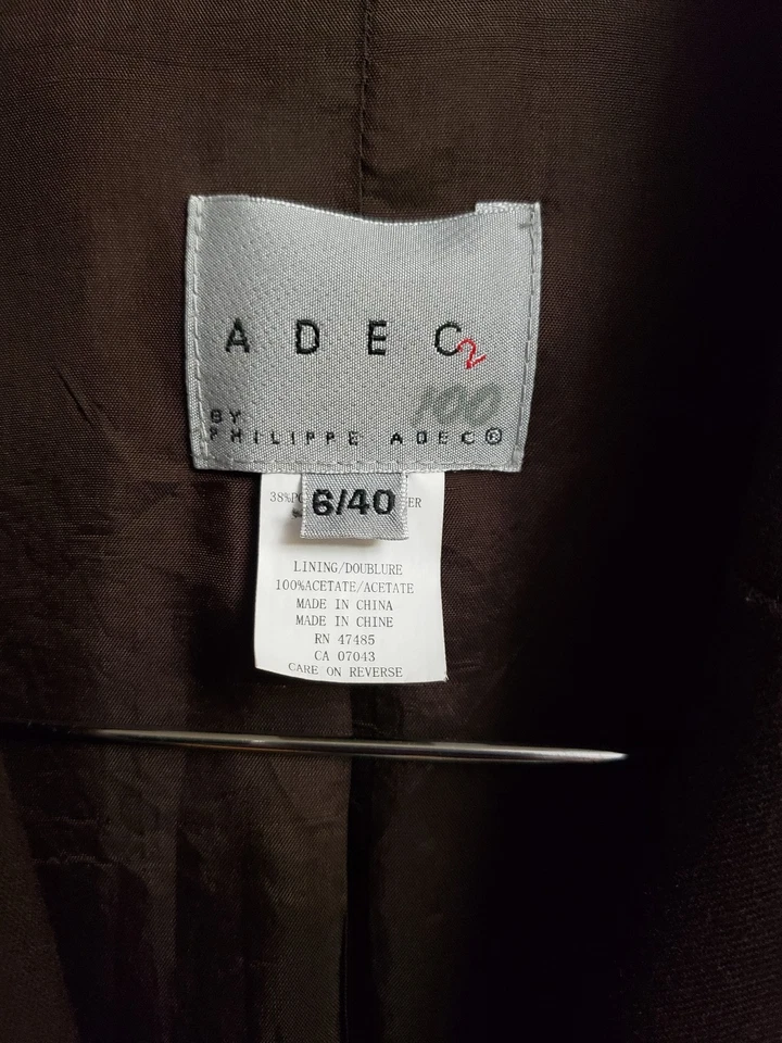 Chaqueta Blazer ADEC2 by PHILIPPE ADEC Marrón Lana Curvada 6/40 Foto 2 de 3