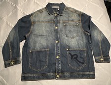 Vintage Rocawear Denim Jacket Men's 2XL Button Up Pockets Embroidered Logo