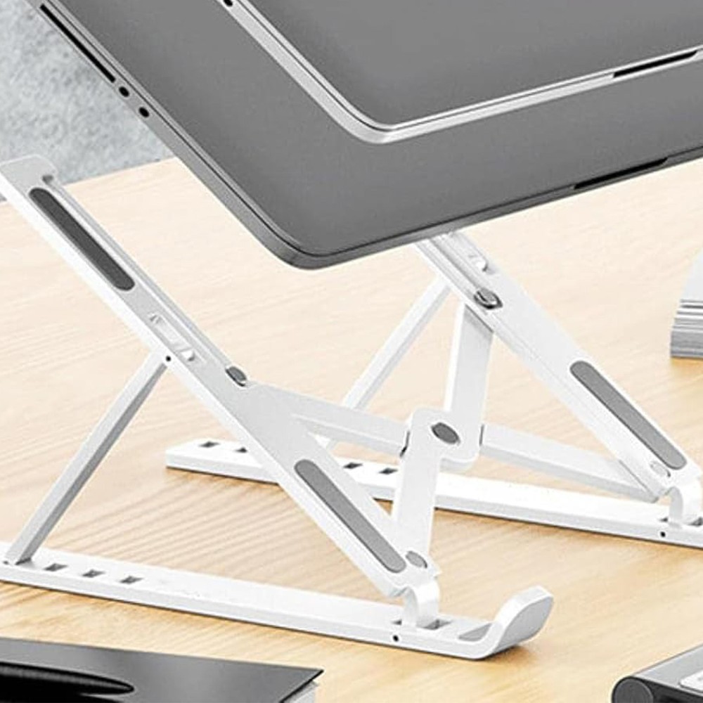 Portable Single-Fork Folding Laptop Stand with Cooling Base for Desk or Tablet
