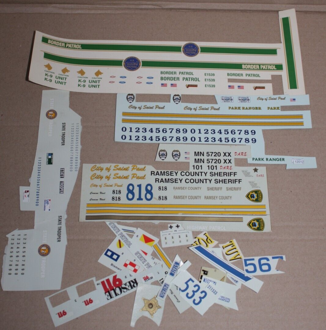 MISC LOT of POLICE SHERIFF 125 124 scale waterslide decals for model