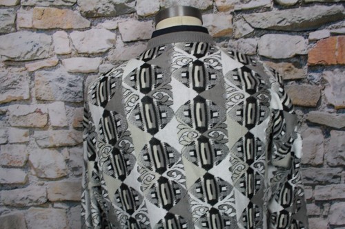 ST. CROIX Men Cardigan Sweater Abstract Design In Beige Black Taupe Cotton Blend - Picture 6 of 11