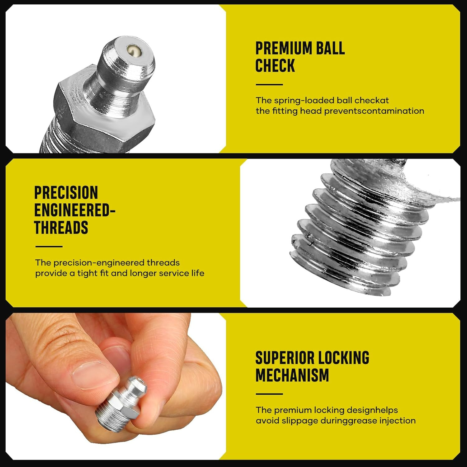 110Pcs Grease Fittings Kit, SAE Grease Fitting Assortment: 1/4" 1/8" Straight 45