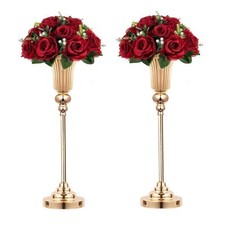 22.5 inch Versatile Metal Wedding Centerpieces Vase, Set of 2 Tall Vases Road...