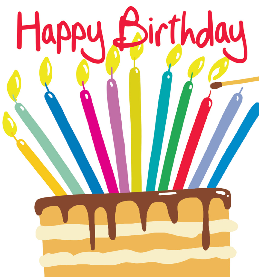 Colourful Candles on Cake Happy Birthday Card - Lucilla Lavender Greeting Card