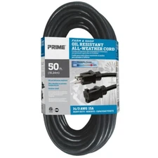 Prime 50ft Extension Cord 14 Gauge AWG 14/3 SJTOW Farm & Shop Oil Resistant