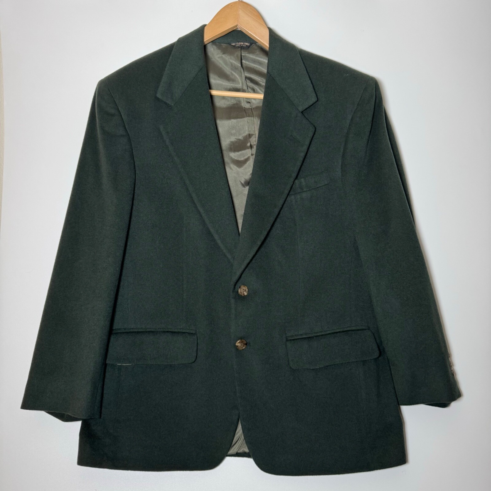 Vintage Bill Blass 100% Cashmere Blazer Mens Green Lord & Taylor Union Made USA