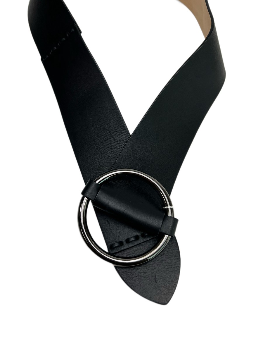 Max Mara Women's Black Curt Leather Wide Belt Size L NWT | eBay