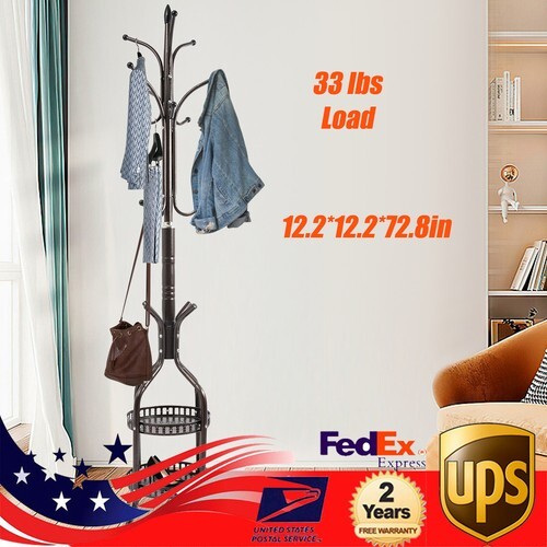 Coat Rack Stand Iron Coat Hanger Stand Free Standing W/hanging Rod Garment Racks