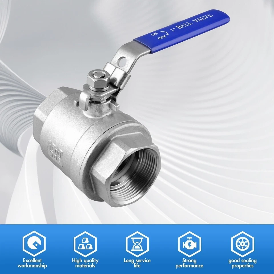 2-Piece 1/4" Ball Valve Full Port,316 Stainless Steel, 1000 WOG for Water,2PACK - Image 4 of 4