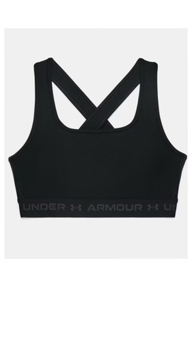 Under Armour Womens Plus Size Crossback Mid Impact Sports Bra Black Sz 3X - NWT