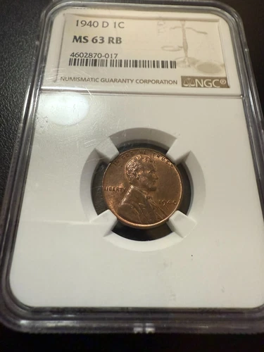 1940 D Lincoln Wheat Cent MS 63 RB NGC