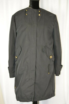 Iceberg Winter Coat Jacket Black Size 40 Italy Fur Lined Gold Full Zip 2/4 US 