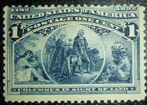 Travelstamps: 1893 US Stamps Scott # 230, In Sight of Land, mint, og, hinged  - Picture 1 of 5