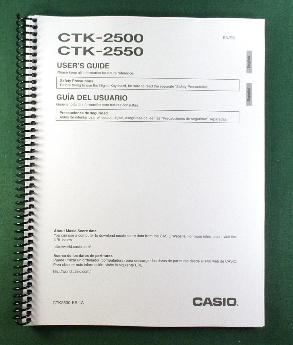 Casio CTK-2500 CTK-2550 Instruction Manual: 36 Pages Coil Bound