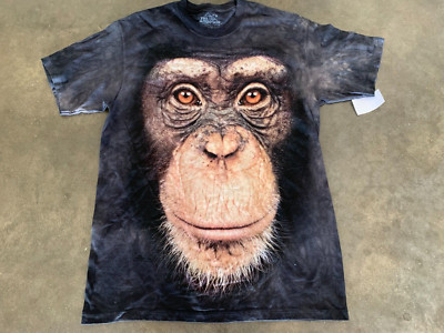 The Mountain Men's T Shirt M MEDIUM Chimp Giant Face Primate Tie Dye AOP NEW