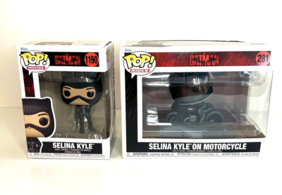 Funko Pop! The Batman - Selina Kyle #1190 & #281 on Motorcycle NEW (Catwoman)set
