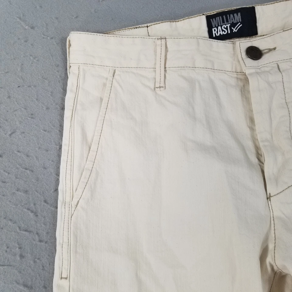William Rast jeans men's 32X32 tapered slim straight button fly off white denim - Image 3 of 4